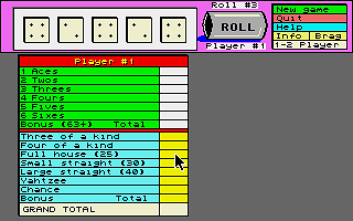 Yahtzee atari screenshot